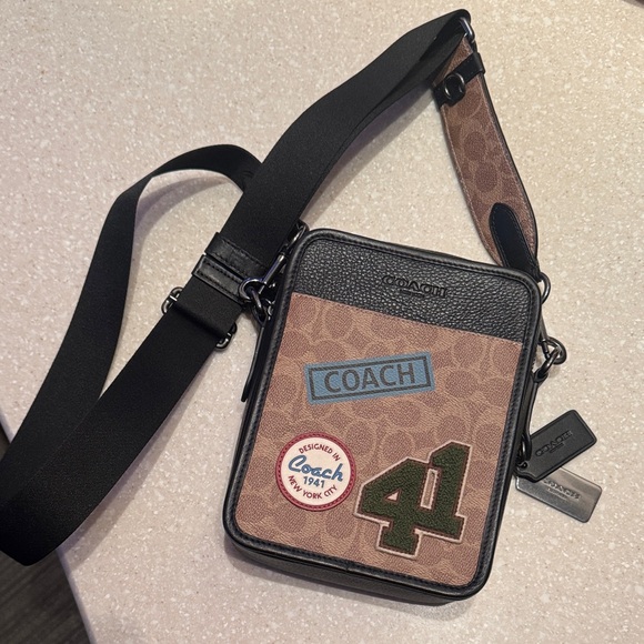 Coach Men's Tan and Black Messenger Bag